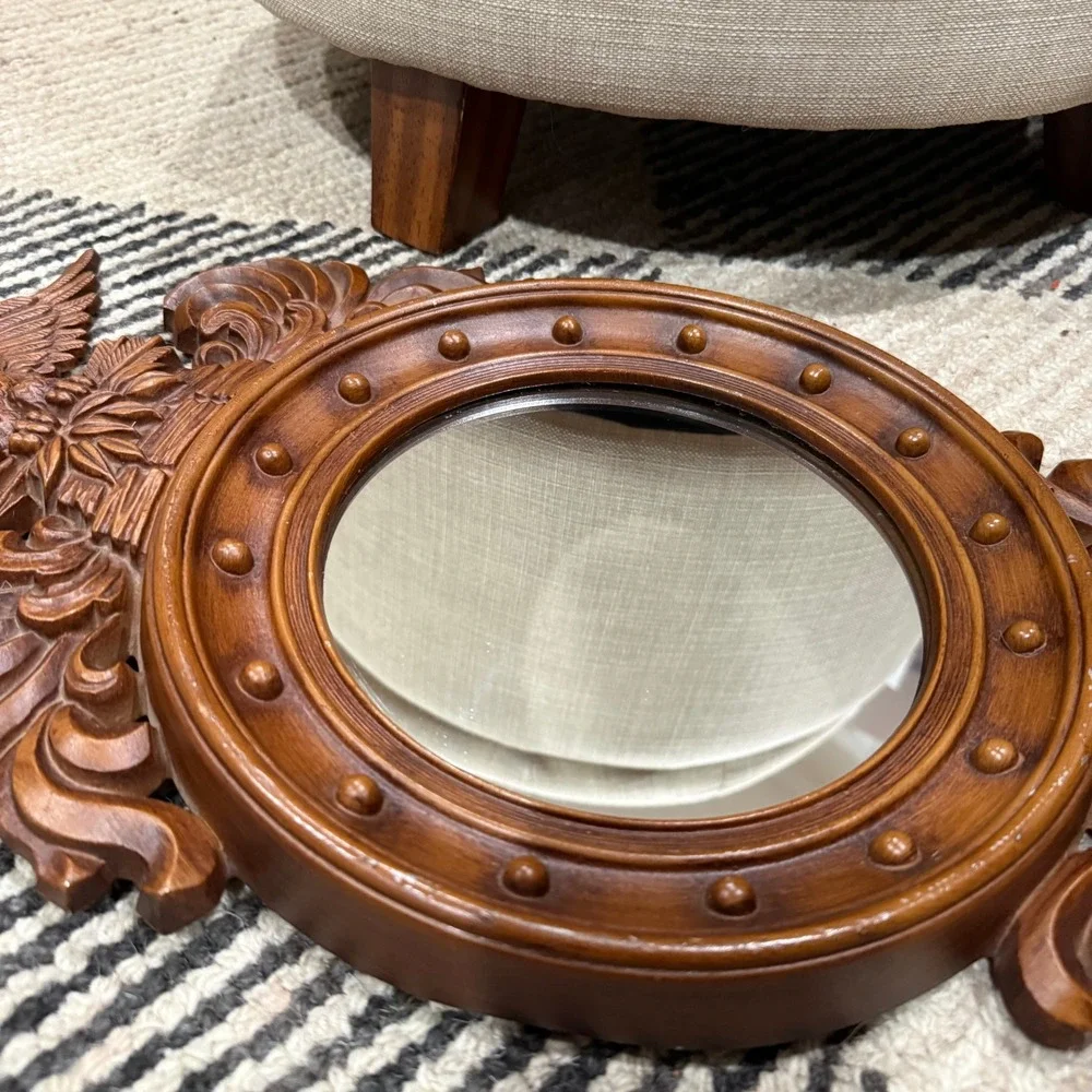 Vintage Federal Eagle Wall Mirror Ornate Carved Frame Colonial Style